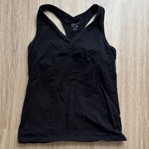 Old Navy Black Racerback V-Neck Tank Top with Built-In Shelf Bra